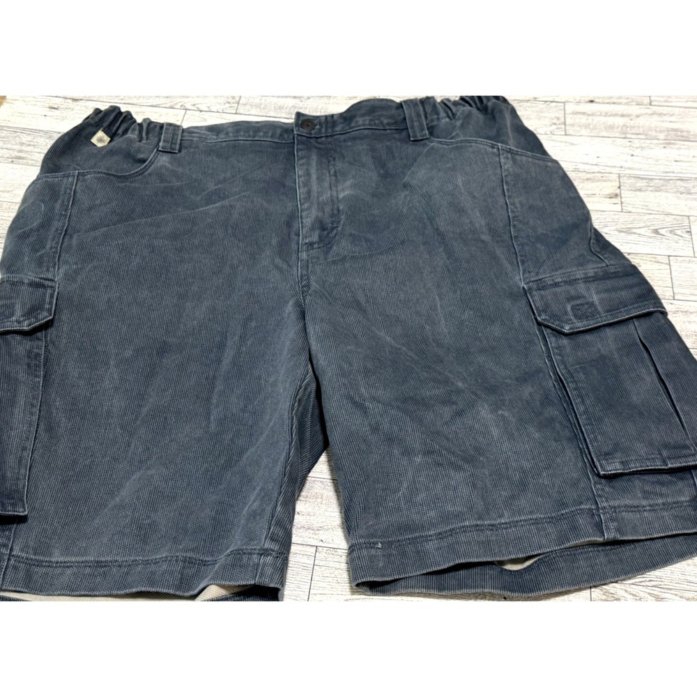 The Territory Ahead Corduroy Cargo Shorts Mens XL Khaki Blue Stretch 100% Cotton